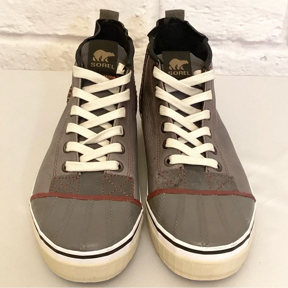 Sorel 10 High Top Men’s Sneakers Shoes Handcrafted Leather Suede Gray Black
